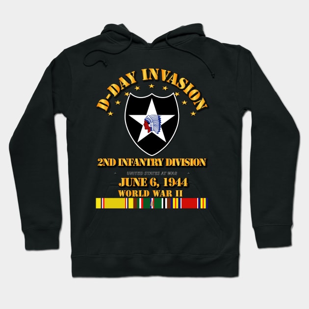 2nd Infantry Div - D Day w Svc Ribbons Hoodie by twix123844